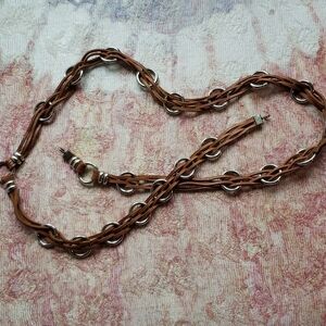 Ring metal and leather breided belt